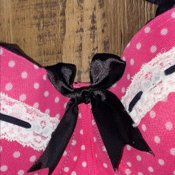 Pink and Black Polka Dot Lingerie Set - Picture 4 of 11